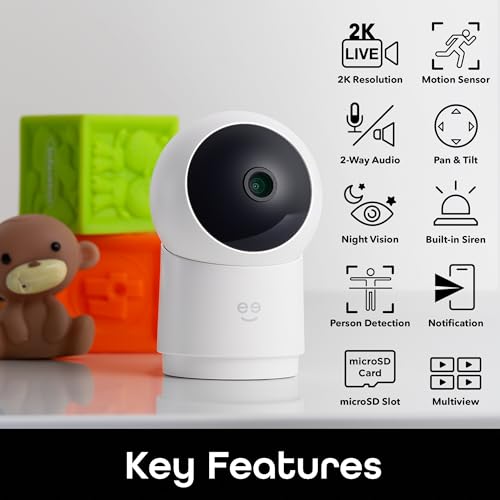 Geeni Scope 2K Quad HD Smart Auto-Tracking Security Camera Compatible with Alexa and Google Home