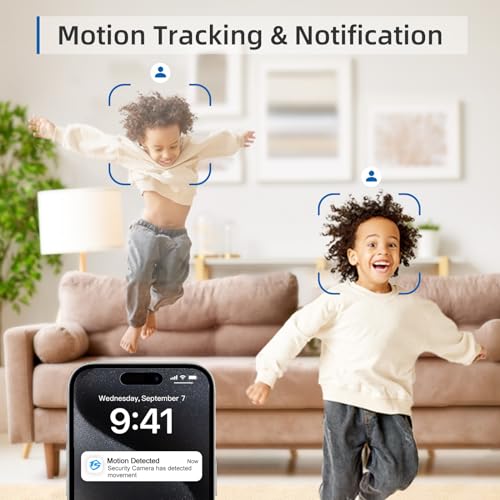Indoor Security Camera, 5G&2.4G WiFi Cameras for Home Security, Pet/Baby Camera with Phone App, One-click Call, Motion Tracking, Patrol, Pan/Tilt, 2-way Talk, Works with Alexa and Google Assistant