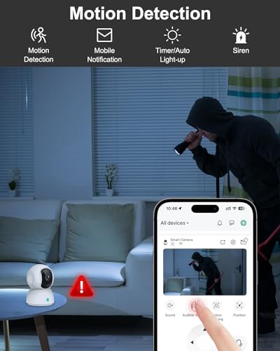 OFYOO 2K Security Camera Indoor(2pk), Baby Monitor Pet Camera with Phone App, 360-Degree WiFi Camera for Home Security, One-Touch Calls, Smart Motion Tracking, IR Night Vision, NO Installation