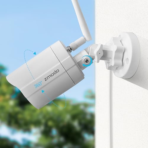 Zmodo 1080p Full HD Outdoor Wireless Security Camera System, 4 Pack Smart Home Indoor Outdoor WiFi IP Cameras with Night Vision, Plug-In, Compatible with Alexa
