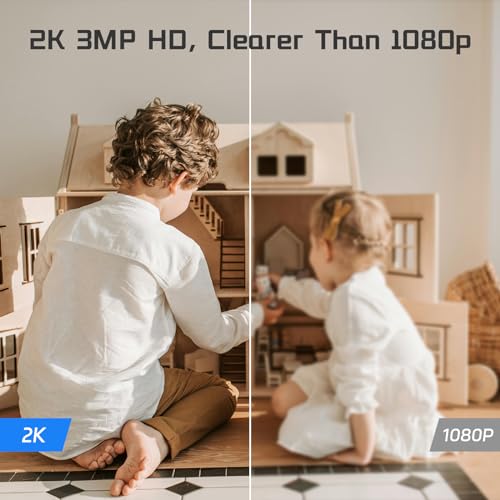 WiFi Camera Wireless Indoor,2K Home Security Camera,360° Pan/Tilt Pet Camera for Dog Cat,Compatible with Google Assistant & Alexa,Night Vision,2-Way Audio,Motion Detection,TF Card & Cloud Storage