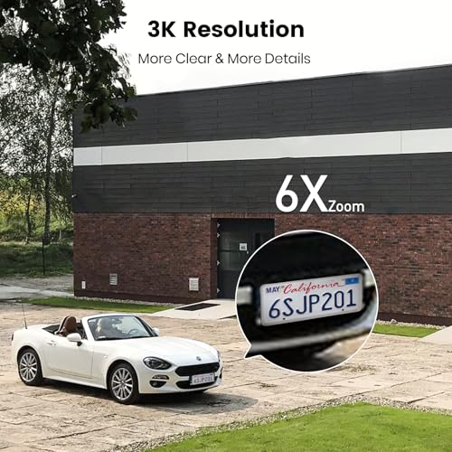 AOSU 3K Wired Security Camera Outdoor - Smart 24/7 Recording WiFi Camera for Home Security w/Sound Light Alerts, AI Surveillance, 360° View, Auto-Tracking, No Monthly Fee Cameras (2.4Ghz WiFi Only)