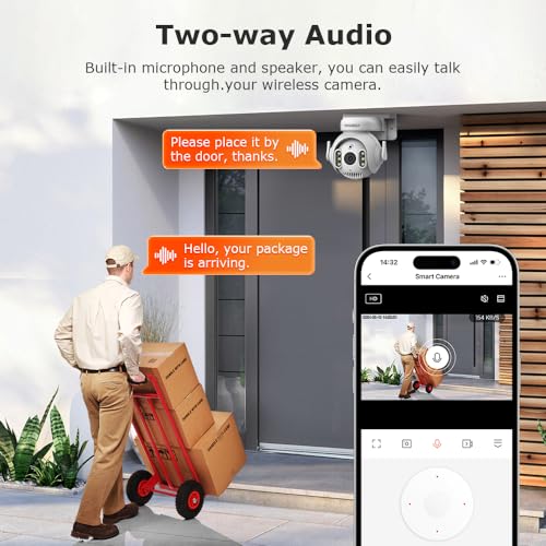 INQMEGA 5MP TUYA Smart Camera,Security Home Surveillance Camera with 2.4G WiFi,2-Way Audio, Full Color Night Vision, Waterproof, Motion Detection, Spotlight & Siren
