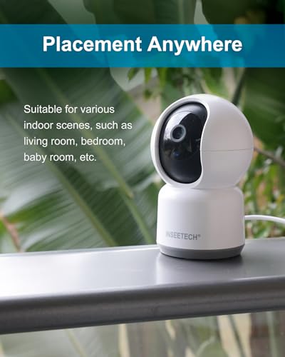 INSEETECH 5ghz WiFi Security Camera Indoor with Tuya Smart App, 2K 4MP Baby Pet Dog Cat Camera, Pan Tilt Zoom Plug-in Camera, AI Motion Detection & Auto Tracking, Night Vision, 2-Way Talk