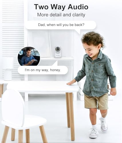 Jennov 2K Pan/Tilt Indoor Cameras for Home Security - 2.4 GHz Pet Dog Camera with Phone App, WiFi Baby Camera Monitor, Color Night Vision, Motion Detection, Auto Tracking, Compatible with Alexa