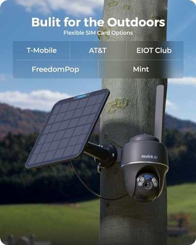 REOLINK 4G LTE Cellular Security Camera, 4K No WiFi Solar Powered Camera, Pan Tilt 360° Live View, Smart Detection, Color Night Vision, Local Storage, 32G SD Card Included, Go PT Ultra-G +Solar Panel