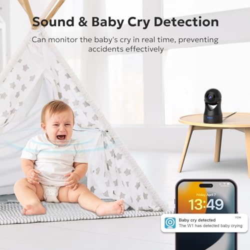 owltron Indoor Security Camera 2K, 360 Camera for Home Security with Motion Detection, Baby Monitor Camera with Phone App, 2.4G WIFI Camera with Night Vision & 2-Way Audio, Works with Alexa