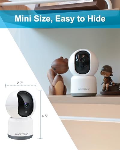 INSEETECH 5ghz WiFi Security Camera Indoor with Tuya Smart App, 2K 4MP Baby Pet Dog Cat Camera, Pan Tilt Zoom Plug-in Camera, AI Motion Detection & Auto Tracking, Night Vision, 2-Way Talk