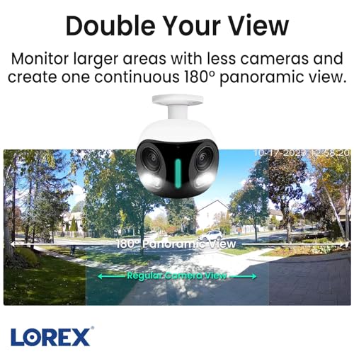 Lorex 4K Dual-Lens Indoor/Outdoor WiFi Security Camera with Smart Security Lighting, 32GB (White)