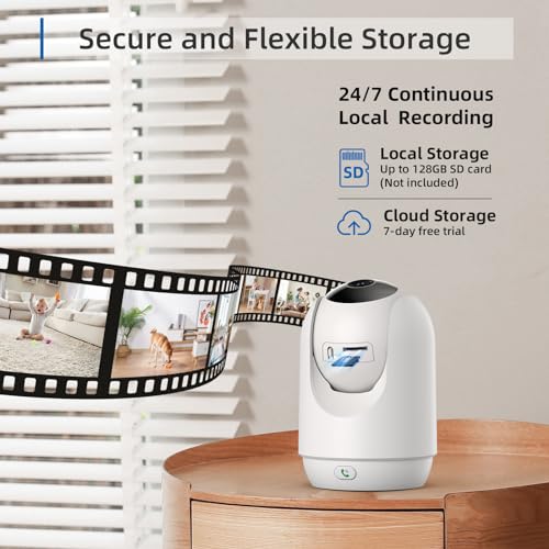 Indoor Security Camera, 5G&2.4G WiFi Cameras for Home Security, Pet/Baby Camera with Phone App, One-click Call, Motion Tracking, Patrol, Pan/Tilt, 2-way Talk, Works with Alexa and Google Assistant