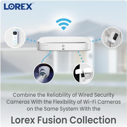 Lorex 4K Dual-Lens Indoor/Outdoor WiFi Security Camera with Smart Security Lighting, 32GB (White)