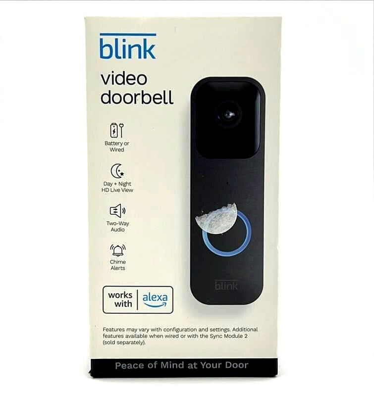 Blink Video Doorbell | Two-way audio, HD video, motion and chime app alerts and Alexa enabled — wired or wire-free (Black)