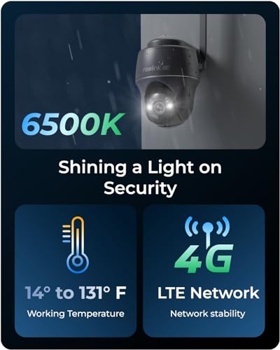 REOLINK 4G LTE Cellular Security Camera, 4K No WiFi Solar Powered Camera, Pan Tilt 360° Live View, Smart Detection, Color Night Vision, Local Storage, 32G SD Card Included, Go PT Ultra-G +Solar Panel