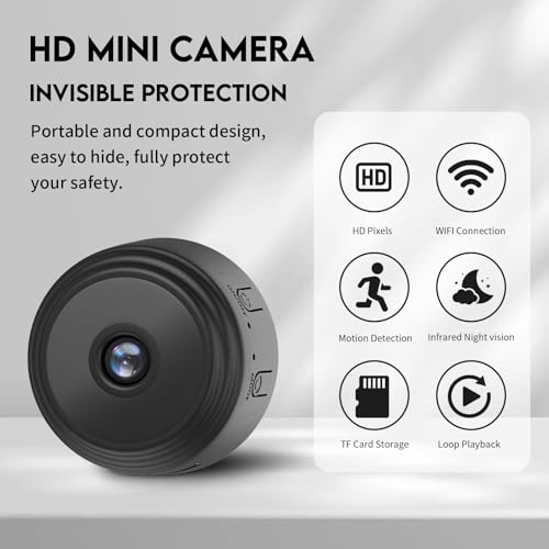 ZDO Mini Spy Camera Hidden Camera, Security Wireless WiFi Camera - Small 4K Spy Camera Hidden Camera, 1080P HD WiFi Security Camera, AI Motion Detection Alerts, Night Vision Nanny Cam for Baby, Pets
