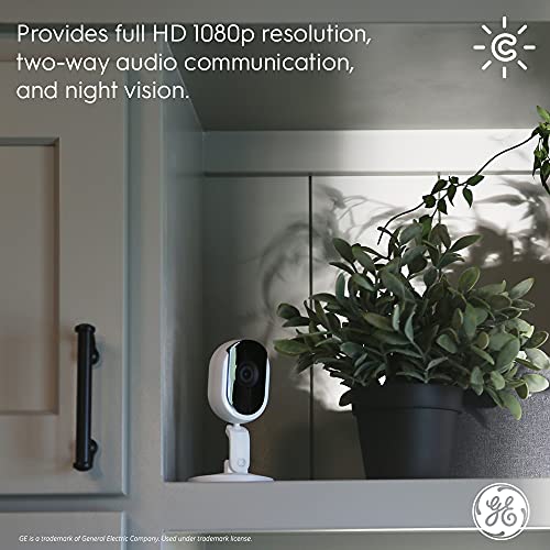 GE Cync Smart Indoor Camera, HD Camera 1080p Resolution, Night Vision, WiFi Security Camera, Works with Amazon Alexa and Google Home, White (1 Pack)