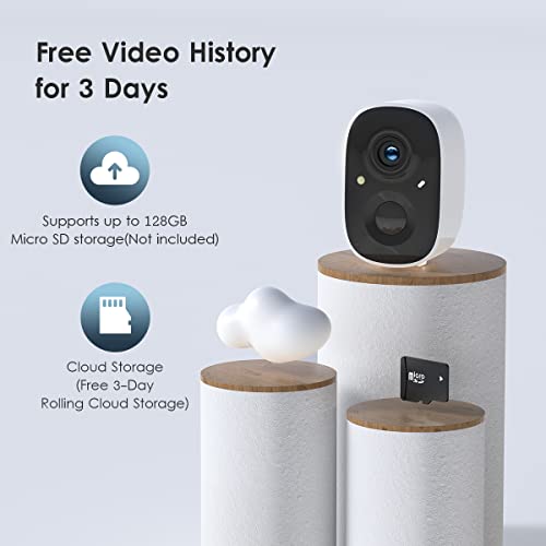 Security Camera Wireless Outdoor, 2-Way Talk Battery Powered Wi-Fi Cameras for Outside and Indoor 1080P Night Vision AI Motion Detection Spotlight Siren Alarm IP65 Weatherproof