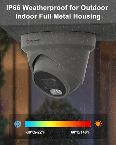 Anpviz 8MP POE Camera, POE IP Camera with 100ft Smart Color Night Vision, Human Vehicle Detection Turret Security Camera, POE Surveillance Camera with Metal Housing, Built-in Mic, NDAA Compliant