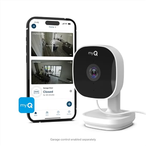 myQ Smart Indoor Security Camera – 1080p HD Video, Night Vision, Motion Detection, Wi-Fi, Two-Way Audio, Smartphone Control