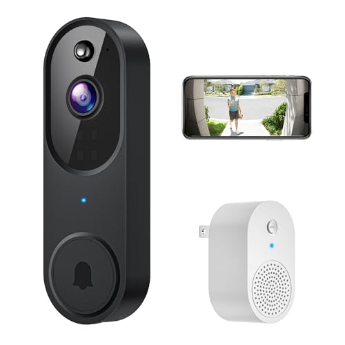 HotFun 1080P Wireless Video Doorbell Camera with Ring Chime, Smart AI Human Detection, Night Vision, 2-Way Audio, Battery Powered, Cloud Storage, 2.4G WiFi, Indoor Outdoor Surveillance
