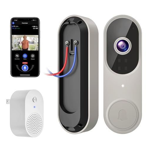 Occuwave 1080P Doorbell Camera Wired, AI Smart Human Detection, 2-Way Audio, Night Vision, Chime Ringer Included, 2.4Ghz WiFi, Indoor/Outdoor Surveillance, Live View, Cloud Storage