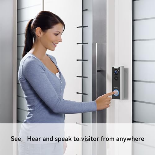 aubor Video Doorbell Camera Wireless with Chime, HD Live View, Night Vision, AI Motion Detection, 2-Way Audio, Voice Changer, 2.4G WiFi, Battery Powered, Works with Alexa & Google Assistant,White J10