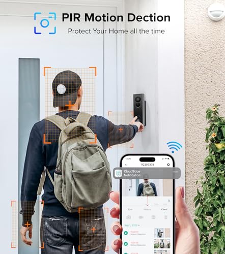 Ankway Video Doorbell Camera Wireless No Subscription, 2K Smart Doorbell with Chime, 2-Way Audio, Human Detection, Instant Alert, Night Vision, Battery Powered for Apartment Front Door Home Security