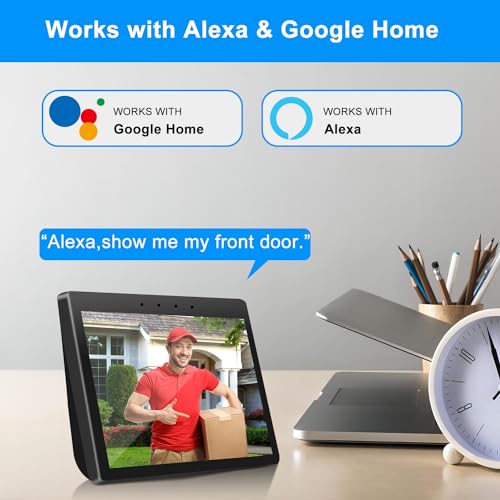 KAMEP Doorbell Camera Wireless with Chime,2.4G WiFi Smart Video Doorbell with Voice Changer, Voice Message,PIR Motion Detection, Night Vision, 2-Way Audio, Compatible with Alexa&Google Assistant