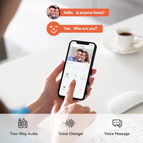 aubor Video Doorbell Camera Wireless with Chime, HD Live View, Night Vision, AI Motion Detection, 2-Way Audio, Voice Changer, 2.4G WiFi, Battery Powered, Works with Alexa & Google Assistant,White J10