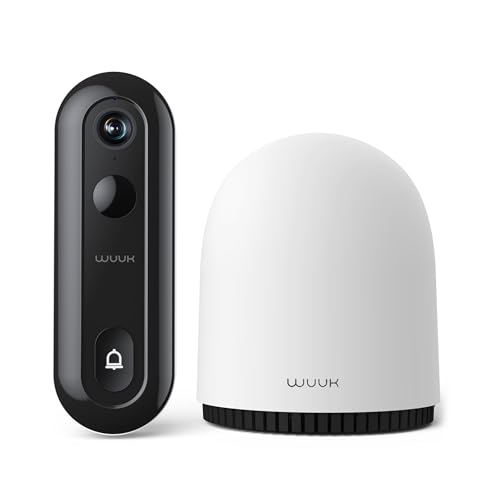 WUUK 2K Doorbell Camera, Video Doorbell Wireless/Wired, Homebase Supports Up to 8 Cams, No Subscription, 2.4/5 GHz WiFi, 32G Local Storage, Human Detection, Compatible with Alexa and Google Home