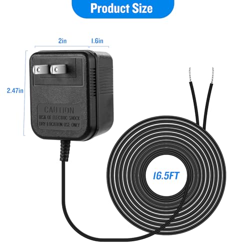Fesasn C Wire Power Adapter,16-24 Vot Doorbell Power Transformer,for Ring Doorbell and Smart Thermostat for Nest Ecobee, Sensi and Honeywell (16.5 FT Black)