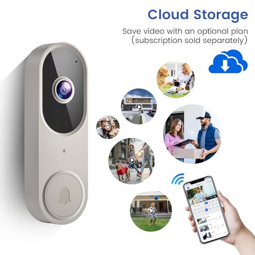 Occuwave 1080P Doorbell Camera Wired, AI Smart Human Detection, 2-Way Audio, Night Vision, Chime Ringer Included, 2.4Ghz WiFi, Indoor/Outdoor Surveillance, Live View, Cloud Storage
