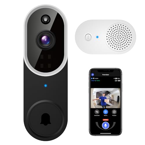 Guggre 1080P Wireless Video Doorbell Camera with Chime, Intelligent AI Human Detection, Cloud Storage, Two-Way Audio, 2.4GHz Wi-Fi Support, Real-Time Alerts, Easy Installation, Night Vision