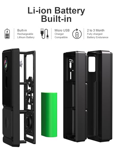 Hipoink Smart Video Doorbell Camera, Easy to Set up on App and Video Doorbell itself with Agile Portrait Detection, Wireless for Home, Shop and Office
