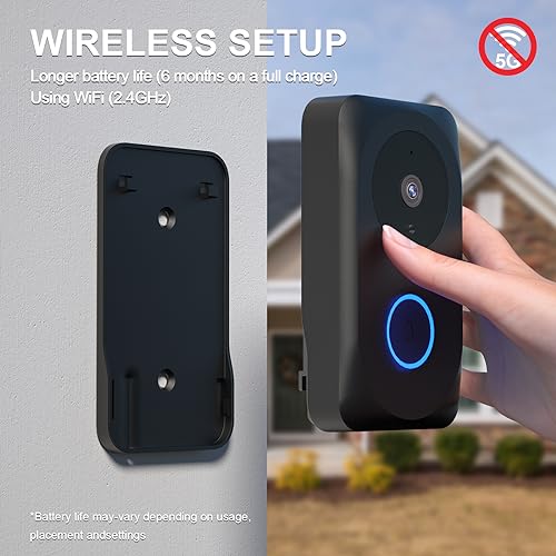 LUSAF Doorbell Camera Wireless,Smart WiFi Video Doorbell with Chime,IP65, Night Vision,2.4G WiFi Compatible，Indoor Chime Include，Battery-Powered Smart WiFi Doorbell for Home Security