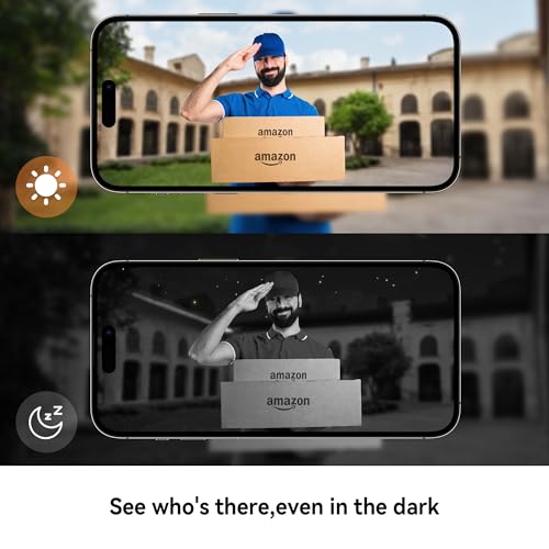 aubor Video Doorbell Camera Wireless with Chime, HD Live View, Night Vision, AI Motion Detection, 2-Way Audio, Voice Changer, 2.4G WiFi, Battery Powered, Works with Alexa & Google Assistant,White J10