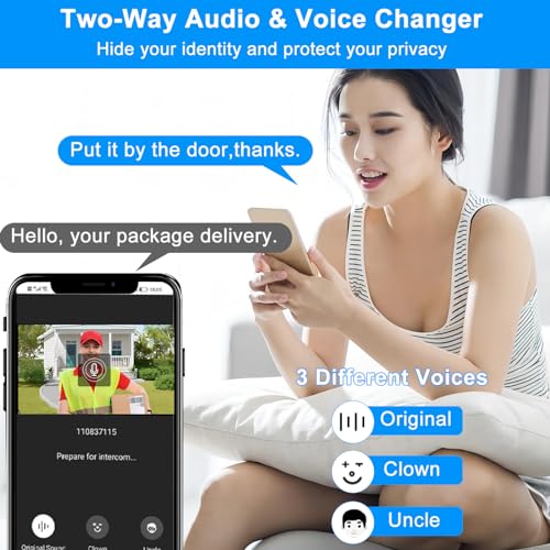 KAMEP Doorbell Camera Wireless with Chime,2.4G WiFi Smart Video Doorbell with Voice Changer, Voice Message,PIR Motion Detection, Night Vision, 2-Way Audio, Compatible with Alexa&Google Assistant