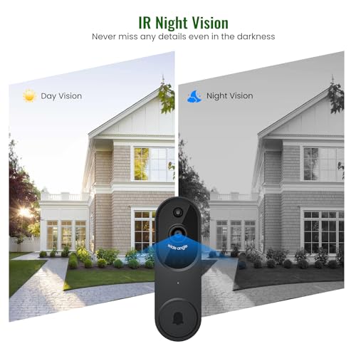 HotFun 1080P Wireless Video Doorbell Camera with Ring Chime, Smart AI Human Detection, Night Vision, 2-Way Audio, Battery Powered, Cloud Storage, 2.4G WiFi, Indoor Outdoor Surveillance