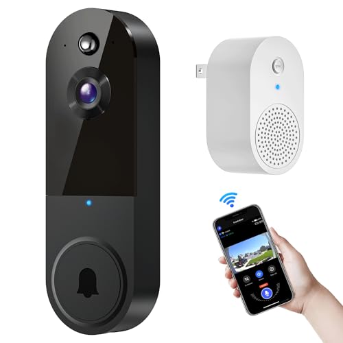 Biglory 1080P Smart Wireless Doorbell Camera with Chime, AI Human Detection, Live View, Night Vision, Home Security System, 2-Way Audio, Instant Alerts, 2.4G WiFi, Cloud Storage, Battery Powered