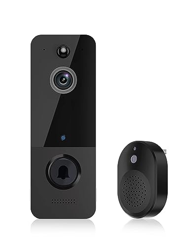 BITEPASS Smart Video Doorbell Camera Wireless with Chime, AI Human Detection, 2-Way Audio, HD Live View, 2.4G WiFi, Night Vision, Cloud Storage, Battery Powered, Indoor Outdoor Surveillance