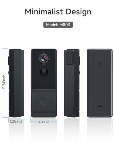 Hipoink Smart Video Doorbell Camera, Easy to Set up on App and Video Doorbell itself with Agile Portrait Detection, Wireless for Home, Shop and Office
