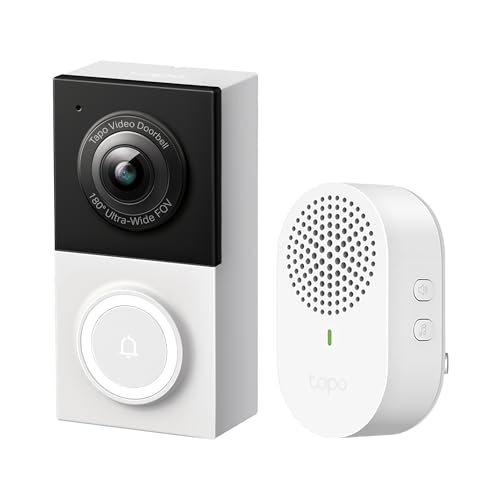Tapo TP-Link Smart Video Doorbell Camera Wired, 2K 5MP, Color Night Vision, 180° Ultra-Wide FOV, 2-Way Audio, Free AI Detection, Cloud & SD Card Storage, Works w/Alexa & Google Home, D130