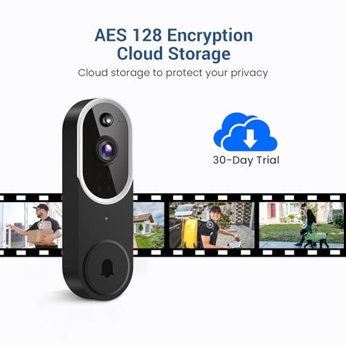 Guggre 1080P Wireless Video Doorbell Camera with Chime, Intelligent AI Human Detection, Cloud Storage, Two-Way Audio, 2.4GHz Wi-Fi Support, Real-Time Alerts, Easy Installation, Night Vision