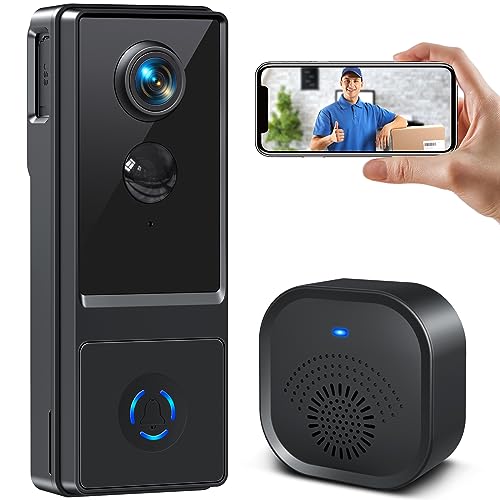 XTU Doorbell Camera Wireless - Video Doorbell Camera with Wireless Chime, Voice Changer,2 Way Audio, AI Smart Human Detection, Works with Alexa & Google Assista, Real Time Alert for Home, 2.4GHz WiFi.