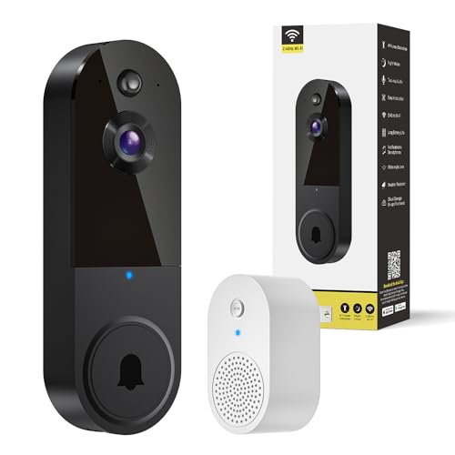 SJCODE Smart Video Doorbell Included Indoor Chime, Wide-Angle Lens, Battery Powered, Human Detection, 2 Way Audio, Night Vision, 1080P Security Camera Wireless for Indoor/Outdoor Surveillance