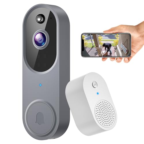 ALPHAPEACH 1080P Video Doorbell Camera Wireless, Chime Ringer Included, Live View, Night Vision, Smart AI Human Detection, 2.4G WiFi, 2-Way Audio, Cloud Storage, Indoor Outdoor Surveillance