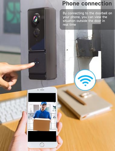 Hipoink Smart Video Doorbell Camera, Easy to Set up on App and Video Doorbell itself with Agile Portrait Detection, Wireless for Home, Shop and Office