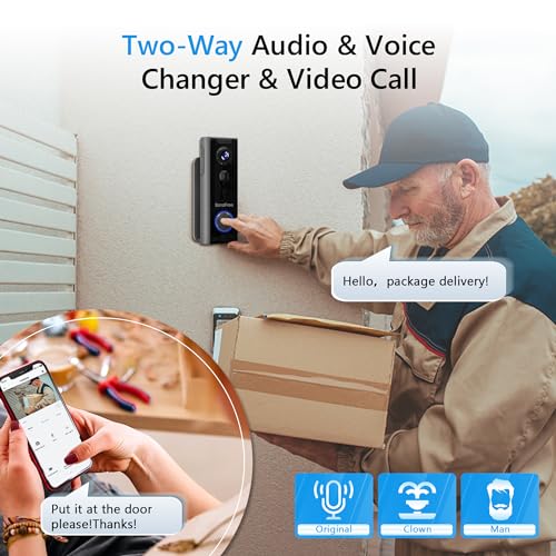 BondFree Wireless Doorbell Camera with Wireless Chime, Doorbell Mount, Video Doorbell Wireless HD, 2.4GWiFi, 2-Way Audio, Night Vision, Cloud SD Card Storage, Compatible with Alexa, Google Assistant
