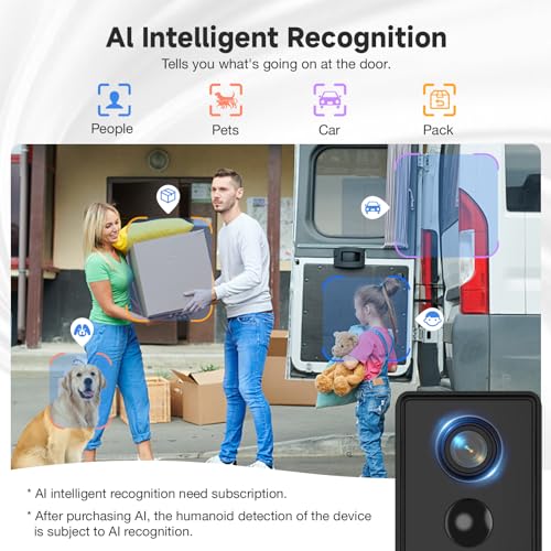 Video Doorbell Camera Wireless No Subscription, Door Bell Cameras Wireless with Chime, 2.4GHz,1080P Door Camera, 2-Way Audio, PIR Motion Detection, Voice Changer, Real Time Alert, Works with Alexa