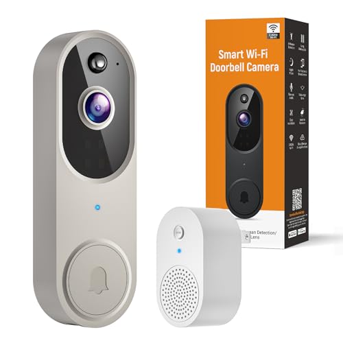 SJCODE Smart Video Doorbell Included Ring Chime, Wide-Angle Lens, Battery Powered, Human Detection, 2 Way Audio, Night Vision, 1080P Security Camera Wireless for Indoor/Outdoor Surveillance