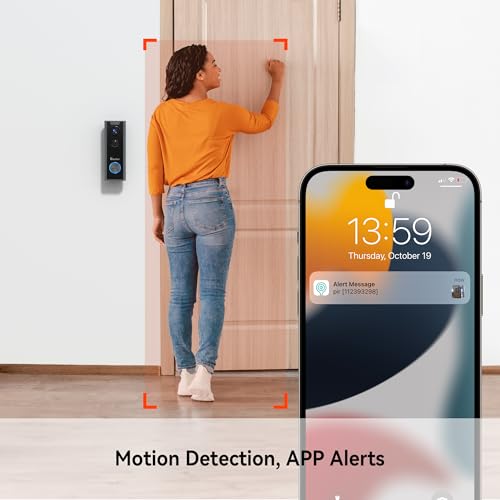 aubor Video Doorbell Camera Wireless with Chime, HD Live View, Night Vision, AI Motion Detection, 2-Way Audio, Voice Changer, 2.4G WiFi, Battery Powered, Works with Alexa & Google Assistant,White J10